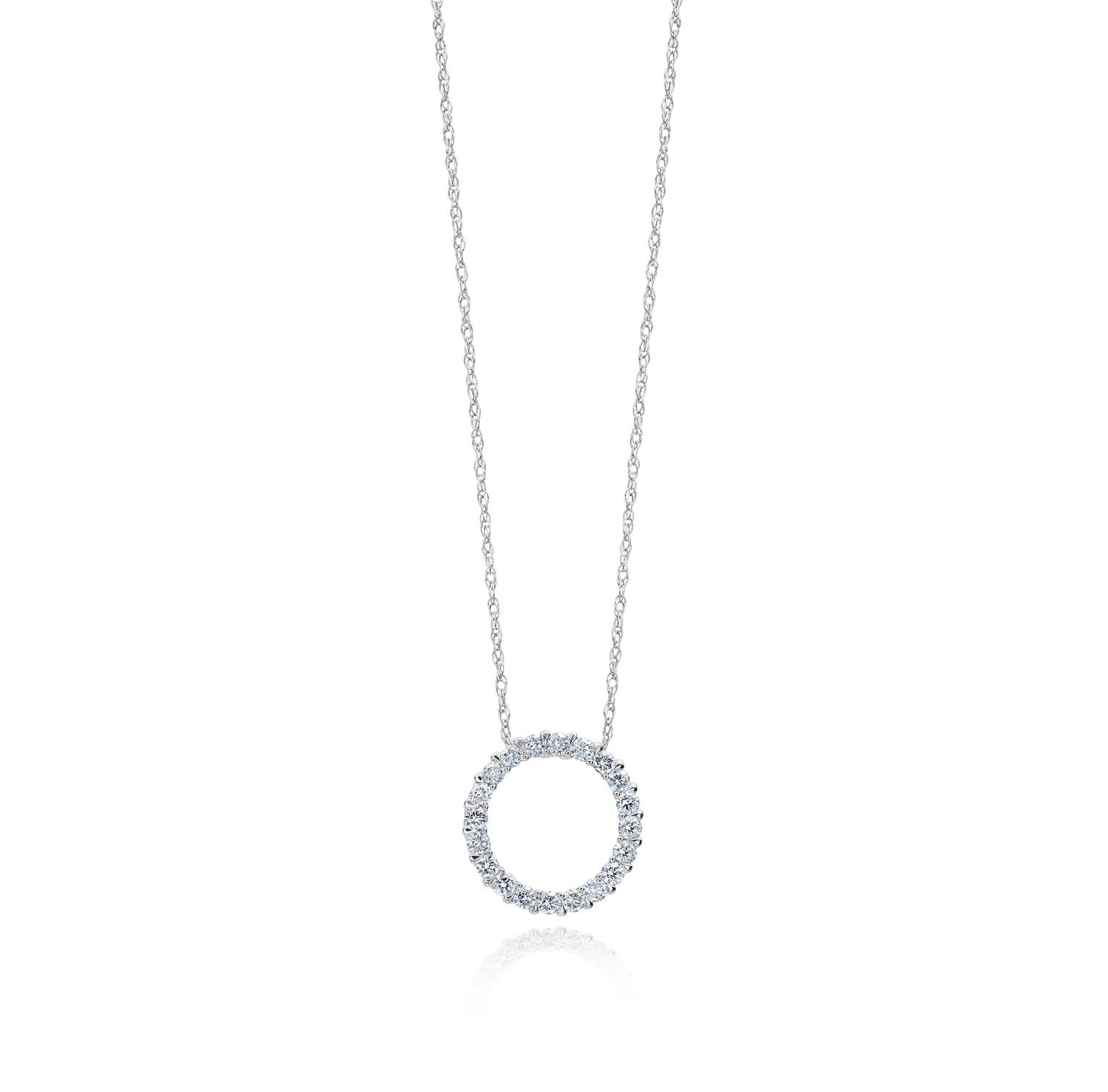 Sabel Collection White Gold Round Diamond Circle Necklace